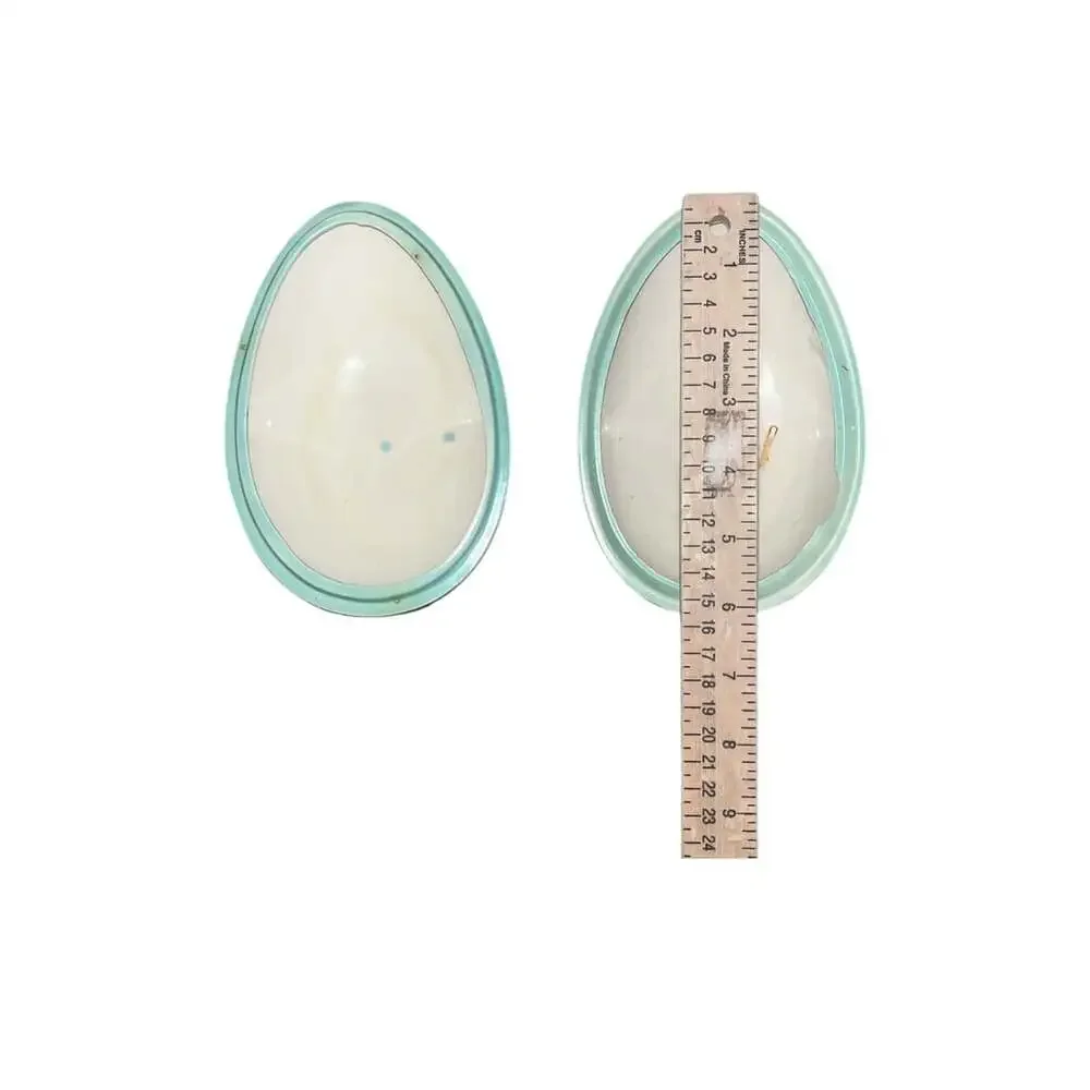 Vintage Ceramic Floral Easter Egg Trinket Box Light Blue with Flowers